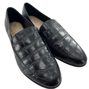 Sole /Society Black Vegan Leather Dark Academia Office Loafers Size 6.5